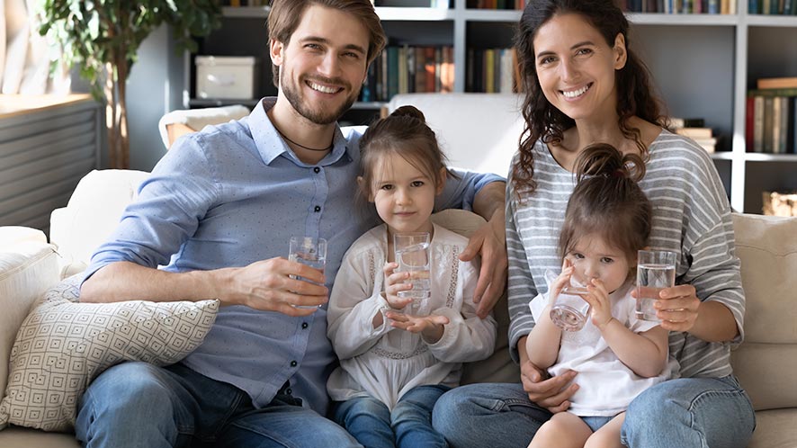 family-drinking-water